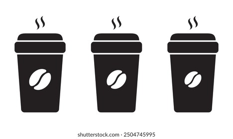 Hot coffee cup icon. Paper coffee cup icon isolated on white background.