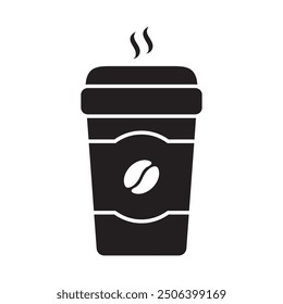Hot coffee cup icon. Paper coffee cup icon isolated on white background.