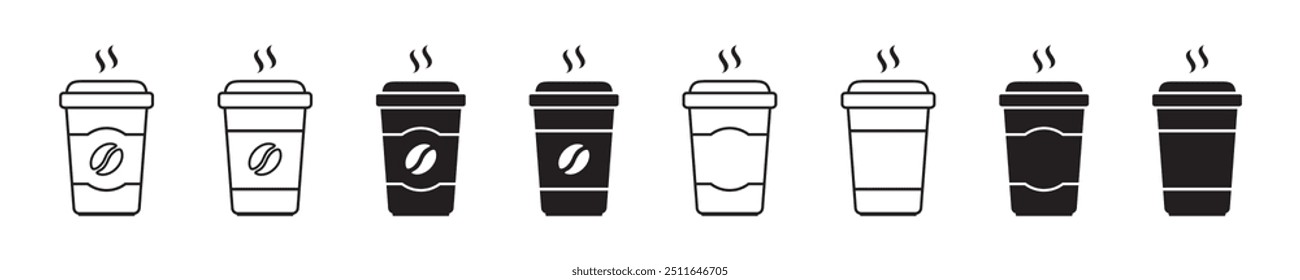 Hot coffee cup icon. Paper coffee cup icon isolated on white background.