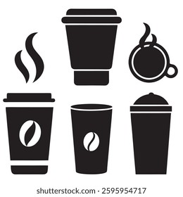 Hot coffee cup icon Paper coffee cup icon silhouette Cafe cup silhouette icon