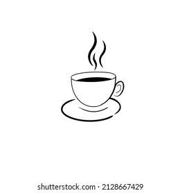 auf den Teller gelegte Symbol für die scharfe Kaffeetasse