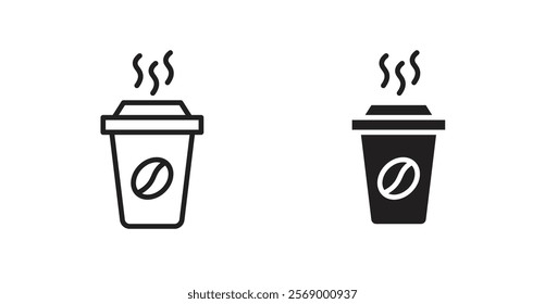 Hot coffee cup icon set vector graphics designs