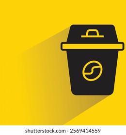 hot coffee cup icon with shadow on yellow background