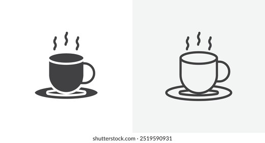 Hot coffee cup icon. solid filled and stroke thin line style eps 10