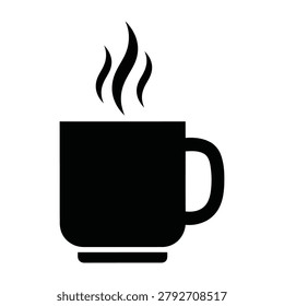 Hot coffee cup icon with steam caffeine fix beverage breakfast caffeine restaurant isolated interface template