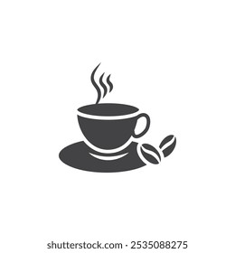 Hot coffee cup icon Symbol mark in filled style