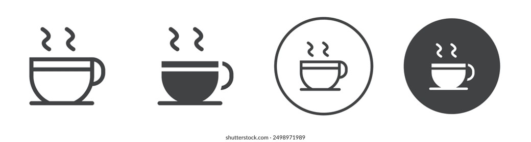 Hot coffee cup icon Thin line vector illustration set