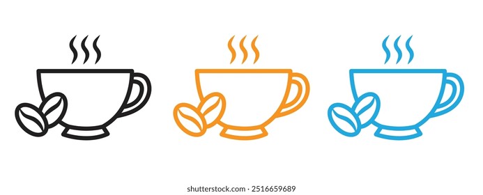 Icono de taza de café caliente Conjunto de ilustración de línea delgada