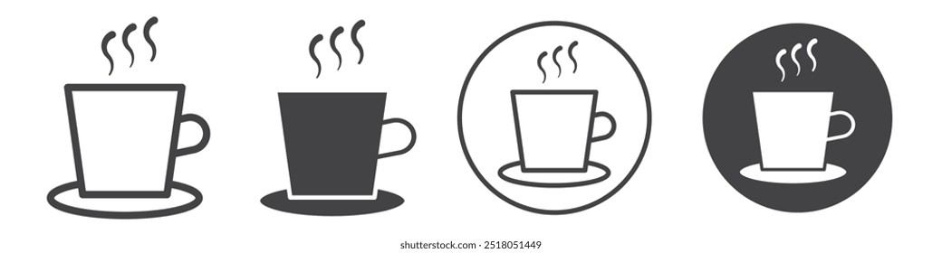 Ilustración de línea delgada de icono de taza de café caliente