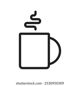 Hot coffee cup icon Thin line flat illustration