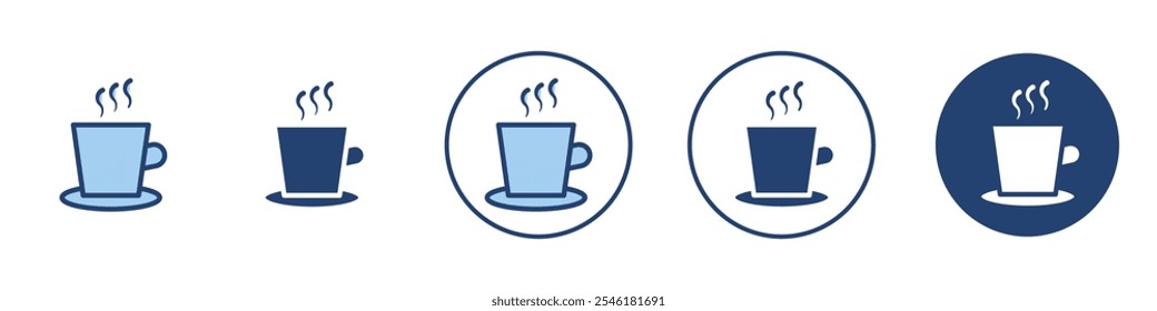 Hot coffee cup icon Thin line art isolated