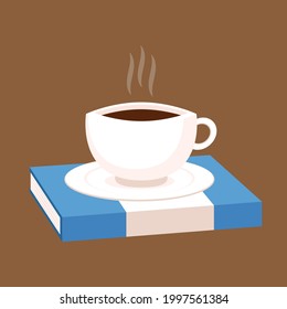 Hot coffee cup icon- vector illustration.  Coffee cup on Book vector.