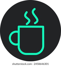 Hot coffee cup icon vector illustration isolated black background.stock illustration
