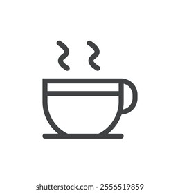 Hot coffee cup icon Vector logo outline