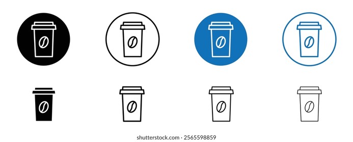 Hot coffee cup icons in black and blue colors