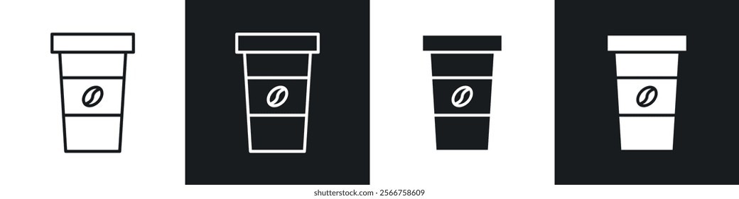 Hot coffee cup icons in Thin line black color. flat simple vector symbols illustration.