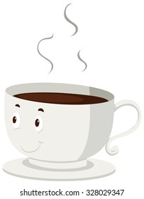 Hot coffee in a cup illustration