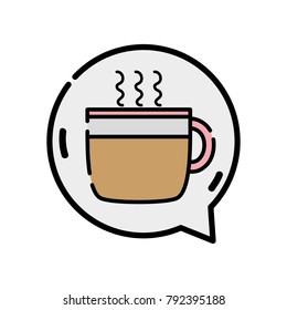 hot coffee cup inside chat bubble