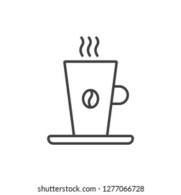 Hot coffee cup line icon.