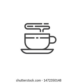 Hot coffee cup line icon. linear style sign for mobile concept and web design. Cup of tea outline vector icon. Coffee break symbol, logo illustration. Vector graphics