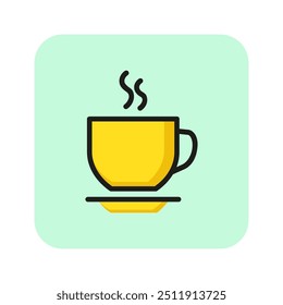 Icono de línea de taza de café caliente. Té, chocolate caliente, café. Concepto de café. La Ilustración vectorial se puede utilizar para temas como bebidas, menú, desayuno