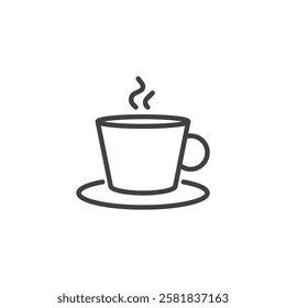 Hot coffee cup line icon. linear style sign for mobile concept and web design. A coffee cup with a steam outline vector icon. Symbol, logo illustration. Vector graphics