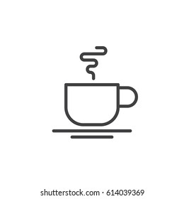 Hot coffee cup line icon, outline vector sign, linear style pictogram isolated on white. Cafe symbol, logo illustration. Editable stroke. Pixel perfect