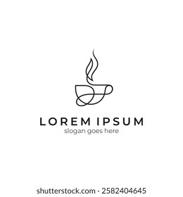 hot coffee cup logo in abstract linear design style