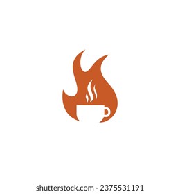 hot coffee cup logo design for your restaurant and coffee business. fire coffee logo