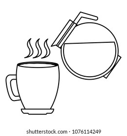 hot coffee cup and maker beverage