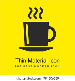 Hot coffee cup on a plate bright yellow material minimal icon or logo design