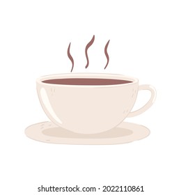 hot coffee cup on saucer icon isolated