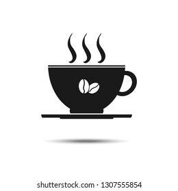 Hot coffee in a cup on a white background. Vector illustration. Flat design.