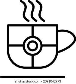Hot Coffee Cup Outline Vector Icon Design
