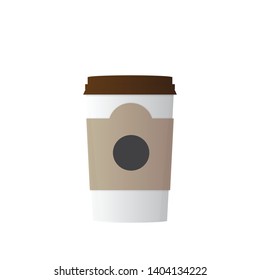 Hot Coffee cup paper Vector Illustration icon. Flat Style. Design for Cafeteria Posters and Banners 