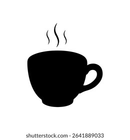 Hot coffee cup silhouette vector flat illustration design.