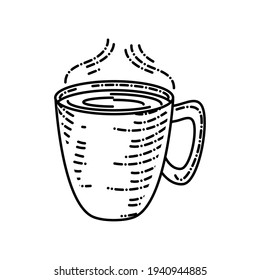 hot coffee cup sketch isolated