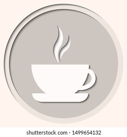 Hot coffee .cup and smoke icon design logo element.paper cut style for restaurant or coffee shop menu