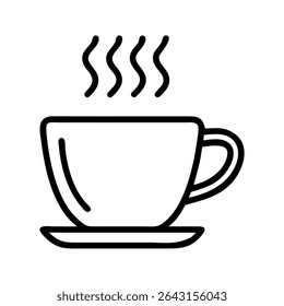 Hot coffee cup steam icon line art design