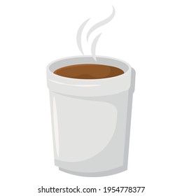 Hot coffee cup with steam - Vector illustration
