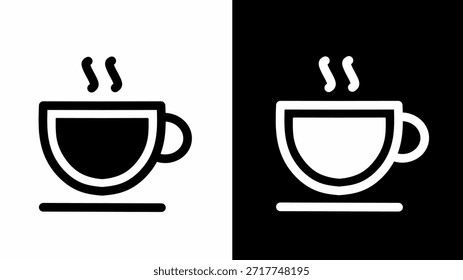 Heißer Kaffee Tasse Dampf Symbol Schwarz und Weiß Minimalistisches Getränk Symbol
