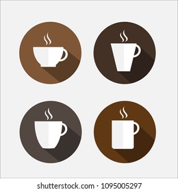 Hot coffee cup or hot tea cup or hot chocolate cup, Vector icon set