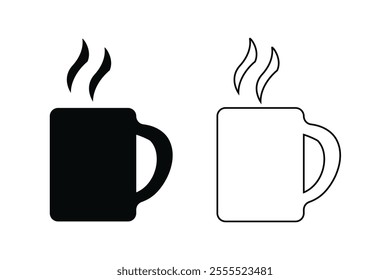 Hot Coffee Cup or Tea Mug Icon – Flat Vector Design.