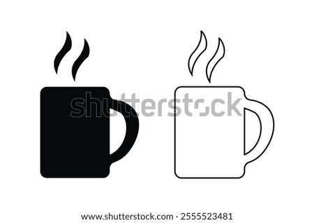 Hot Coffee Cup or Tea Mug Icon – Flat Vector Design.