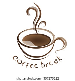 hot coffee cup with text vector on a white background