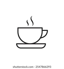 Hot coffee cup thin line vector icon