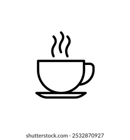 Hot Coffee Cup thin liner vector icon.