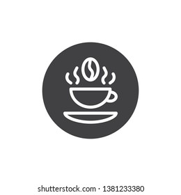 Hot coffee cup vector icon. filled flat sign for mobile concept and web design. Coffee bean with coffee cup glyph icon. Symbol, logo illustration. Pixel perfect vector graphics