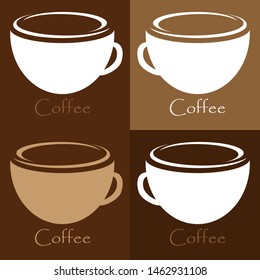 hot coffee cup vector icon set 
