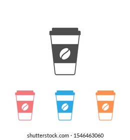 Hot coffee cup vector icon set illustration isolated on white background